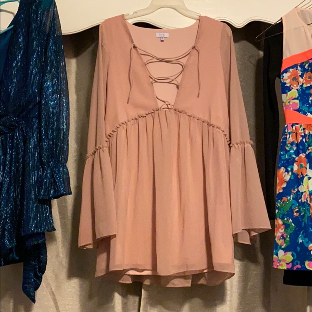 Pale pink Tobi long sleeve dress